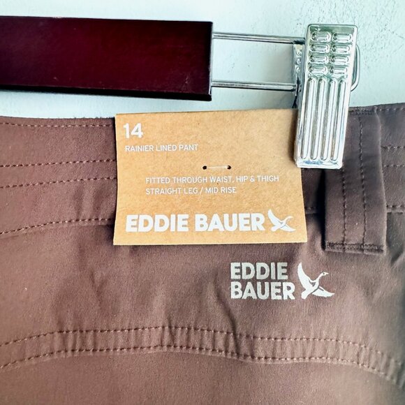 Eddie Bauer Brown Nylon Rainier Lined Pant 14 - Picture 8 of 9